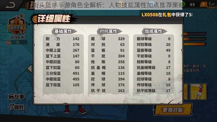街头篮球手游角色全解析:人物技能属性加点推荐策略