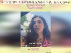 麻花传媒ceo 麻花传媒 CEO 称下架内容为不实信息，将追究造谣者法律责任