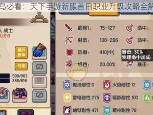 菜鸟必看：天下手游新服首日职业升级攻略全解析