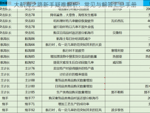 大航海之路新手疑难解析：常见与解答汇总手册