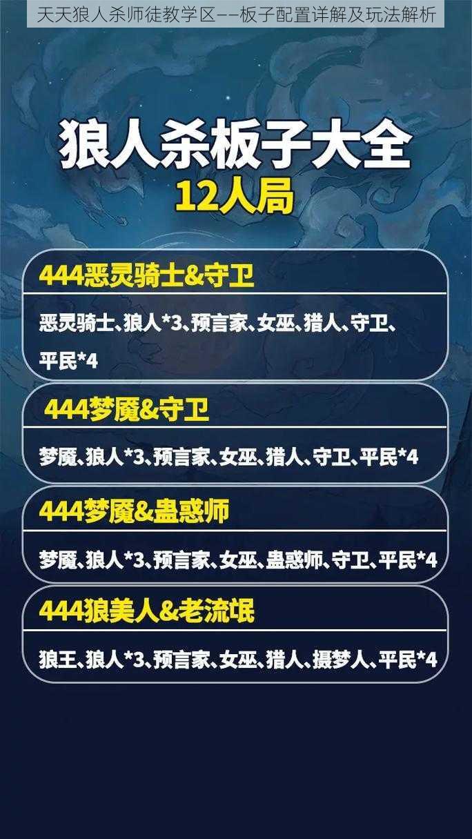 天天狼人杀师徒教学区——板子配置详解及玩法解析