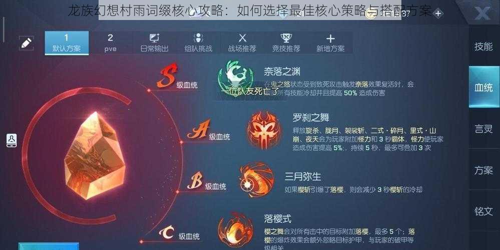 龙族幻想村雨词缀核心攻略：如何选择最佳核心策略与搭配方案