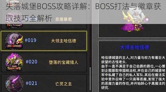 失落城堡BOSS攻略详解：BOSS打法与徽章获取技巧全解析