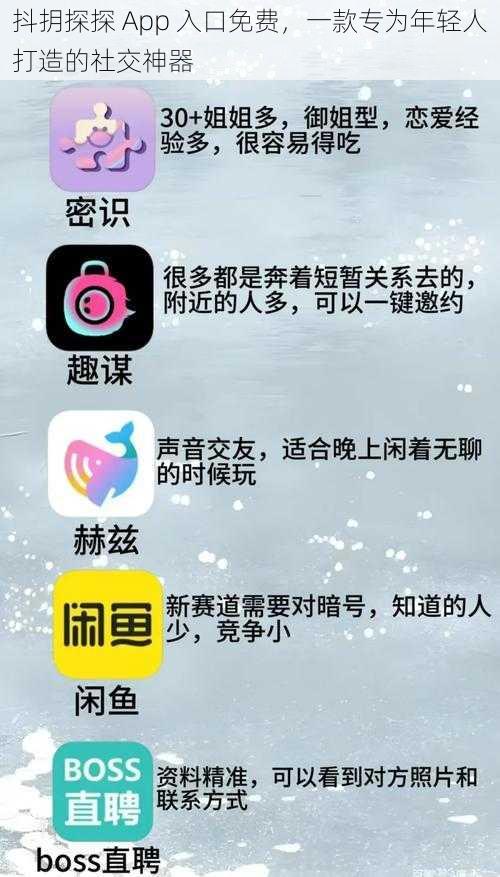 抖抈探探 App 入口免费，一款专为年轻人打造的社交神器