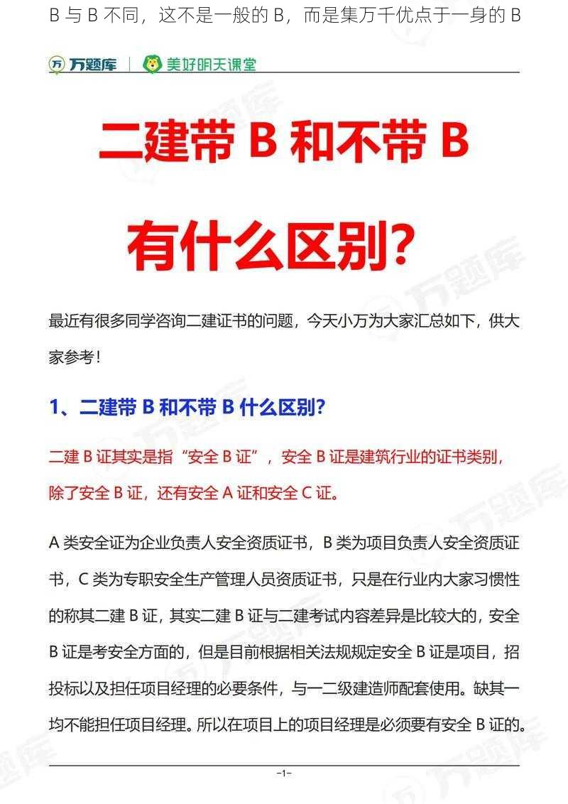 B 与 B 不同，这不是一般的 B，而是集万千优点于一身的 B