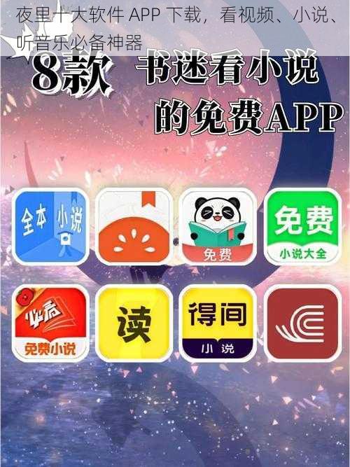 夜里十大软件 APP 下载，看视频、小说、听音乐必备神器