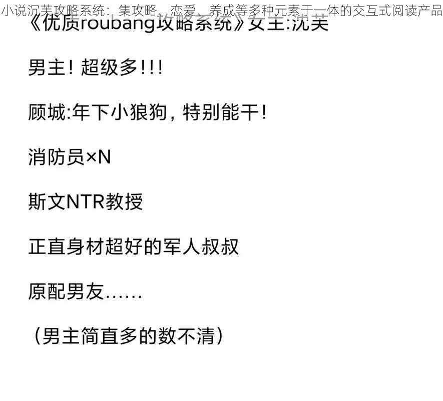 小说沉芙攻略系统：集攻略、恋爱、养成等多种元素于一体的交互式阅读产品