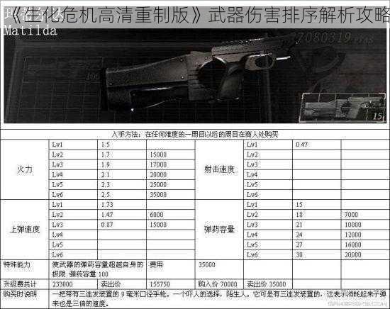 《生化危机高清重制版》武器伤害排序解析攻略