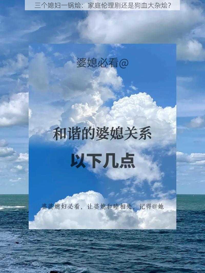 三个媳妇一锅烩：家庭伦理剧还是狗血大杂烩？