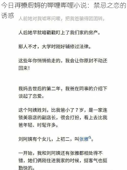 今日再撩后妈的哔哩哔哩小说：禁忌之恋的诱惑