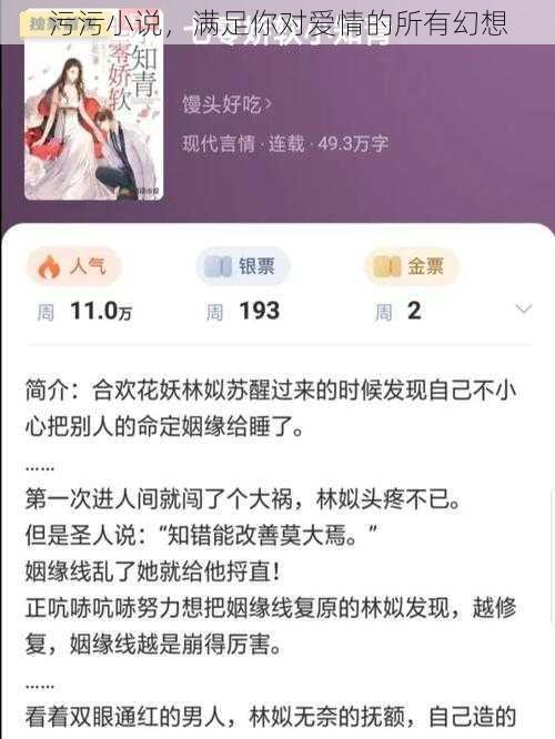 污污小说，满足你对爱情的所有幻想