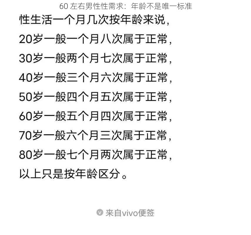 60 左右男性性需求：年龄不是唯一标准