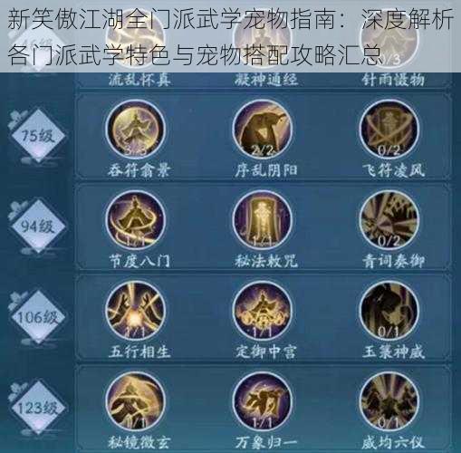 新笑傲江湖全门派武学宠物指南：深度解析各门派武学特色与宠物搭配攻略汇总