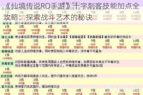 《仙境传说RO手游》十字刺客技能加点全攻略：探索战斗艺术的秘诀