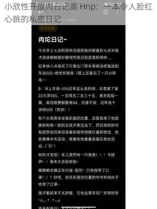 小欣性开放肉日记高 Hnp：一本令人脸红心跳的私密日记