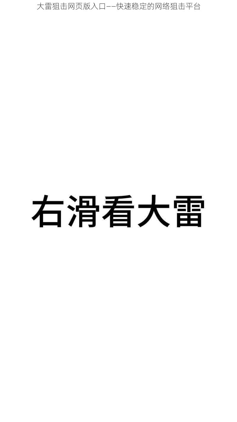 大雷狙击网页版入口——快速稳定的网络狙击平台