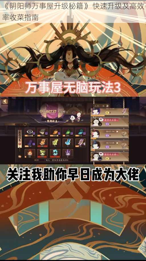 《阴阳师万事屋升级秘籍》 快速升级及高效率收菜指南