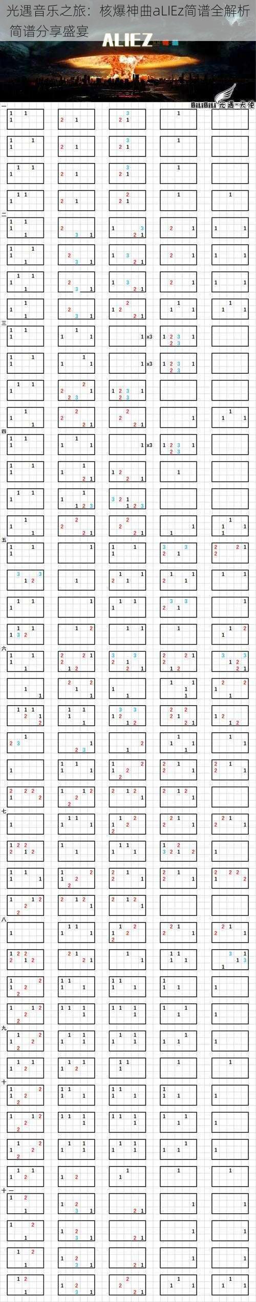 光遇音乐之旅：核爆神曲aLIEz简谱全解析 简谱分享盛宴