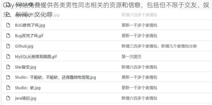 Gay 网站免费提供各类男性同志相关的资源和信息，包括但不限于交友、娱乐、新闻、文化等