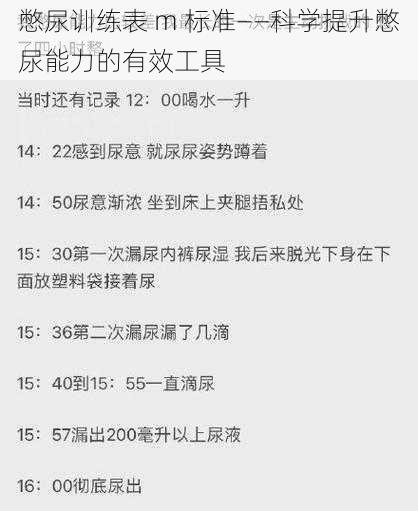 憋尿训练表 m 标准——科学提升憋尿能力的有效工具