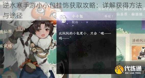 逆水寒手游小小包挂饰获取攻略：详解获得方法与途径