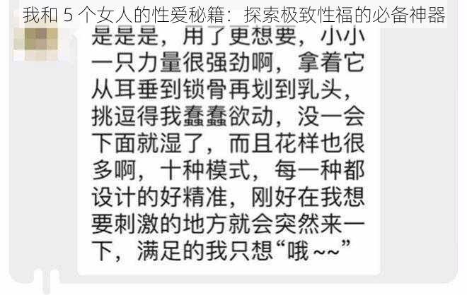 我和 5 个女人的性爱秘籍：探索极致性福的必备神器