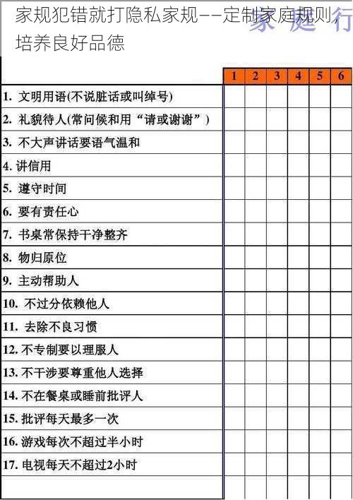 家规犯错就打隐私家规——定制家庭规则，培养良好品德