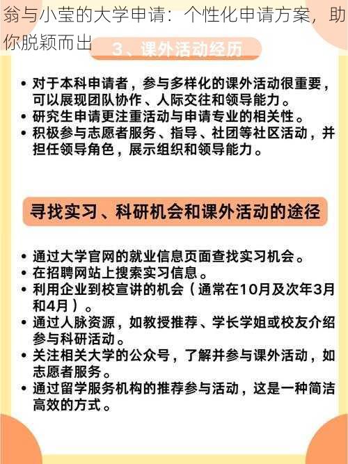 翁与小莹的大学申请：个性化申请方案，助你脱颖而出