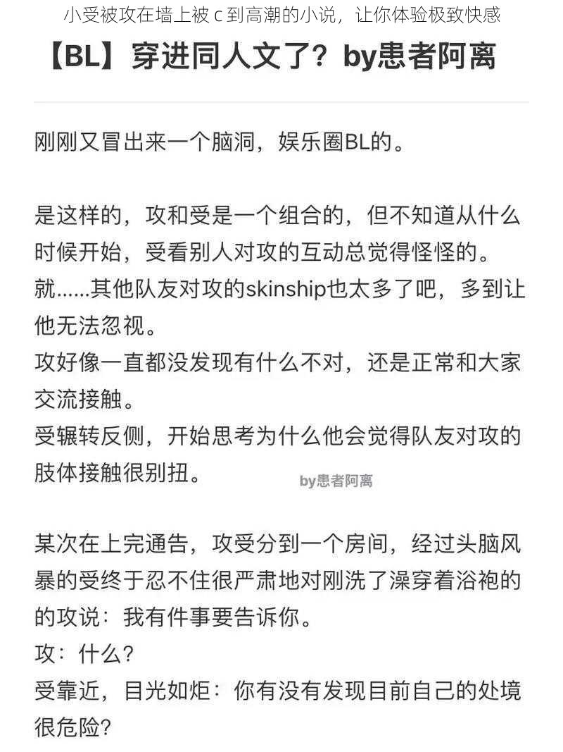 小受被攻在墙上被 c 到高潮的小说，让你体验极致快感