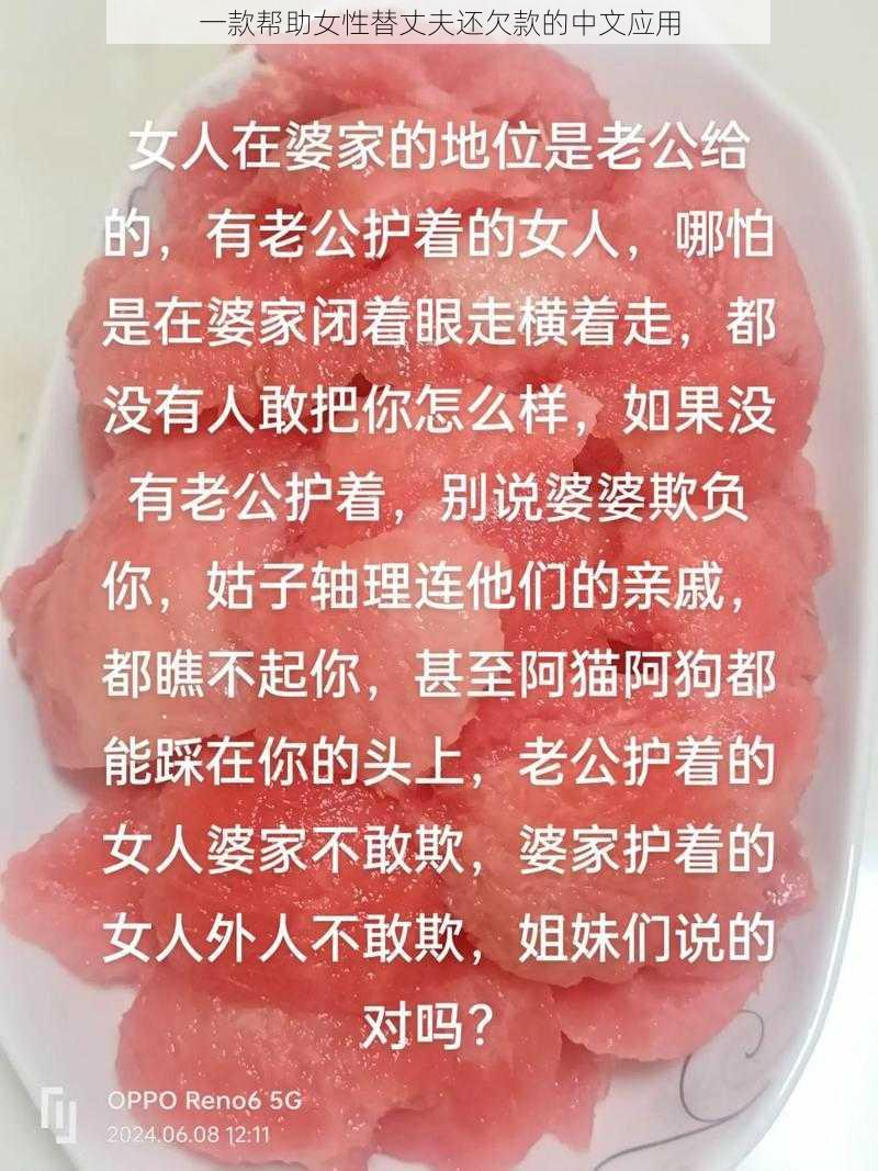 一款帮助女性替丈夫还欠款的中文应用