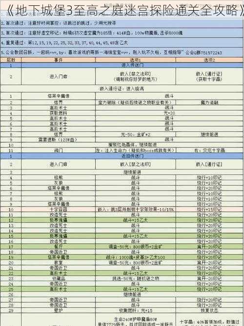 《地下城堡3至高之庭迷宫探险通关全攻略》