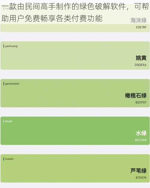 一款由民间高手制作的绿色破解软件，可帮助用户免费畅享各类付费功能