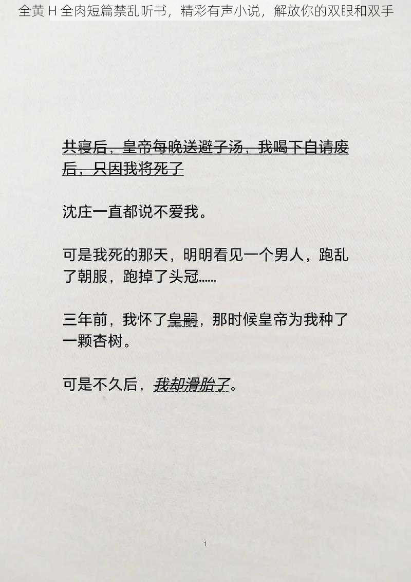 全黄 H 全肉短篇禁乱听书，精彩有声小说，解放你的双眼和双手