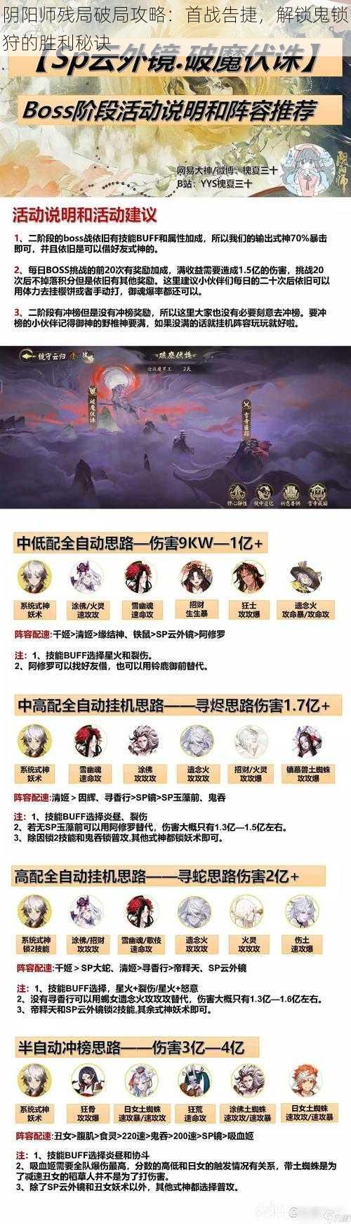 阴阳师残局破局攻略：首战告捷，解锁鬼锁狩的胜利秘诀