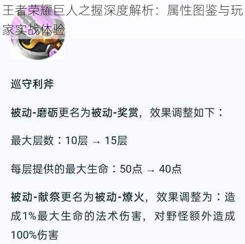 王者荣耀巨人之握深度解析：属性图鉴与玩家实战体验