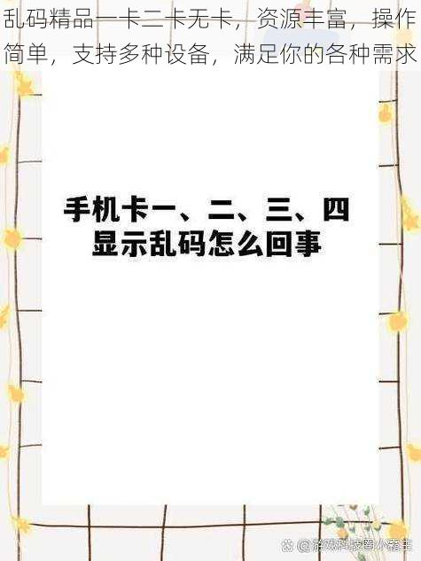 乱码精品一卡二卡无卡，资源丰富，操作简单，支持多种设备，满足你的各种需求