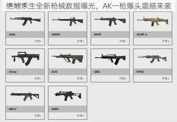 绝地求生全新枪械数据曝光，AK一枪爆头震撼来袭