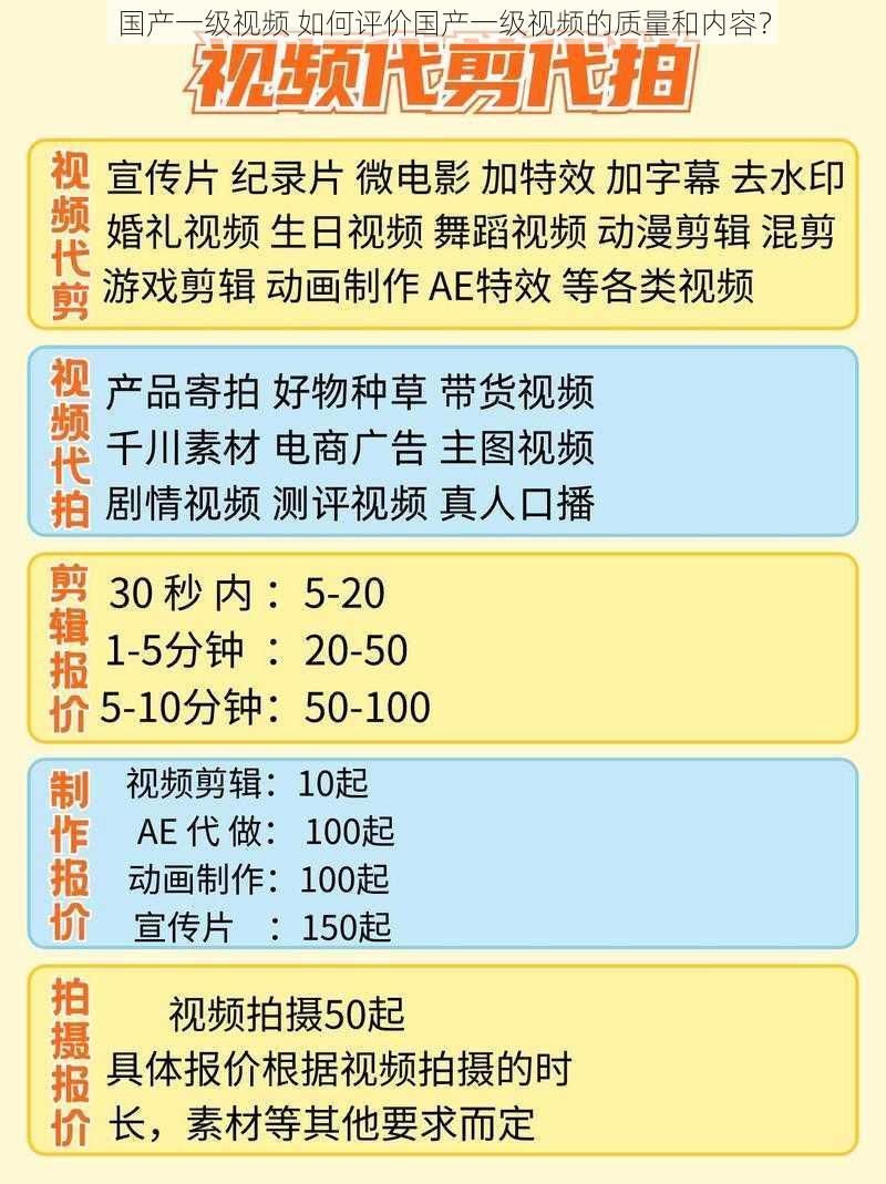 国产一级视频 如何评价国产一级视频的质量和内容？