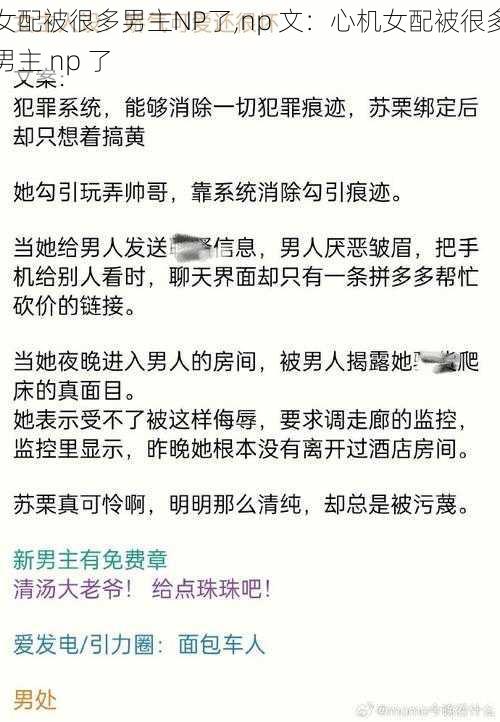 女配被很多男主NP了,np 文：心机女配被很多男主 np 了