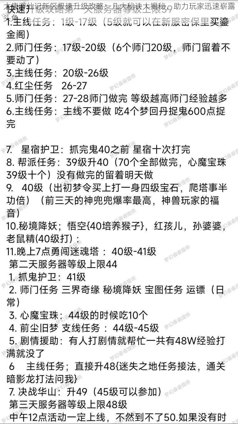 大唐游仙记新区极速升级攻略：几大秘诀大揭秘，助力玩家迅速崭露头角