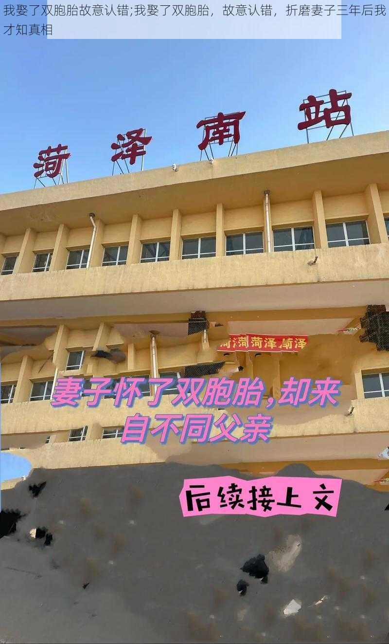 我娶了双胞胎故意认错;我娶了双胞胎，故意认错，折磨妻子三年后我才知真相