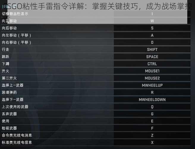 CSGO粘性手雷指令详解：掌握关键技巧，成为战场掌控者