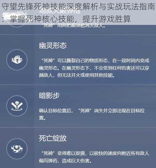 守望先锋死神技能深度解析与实战玩法指南：掌握死神核心技能，提升游戏胜算