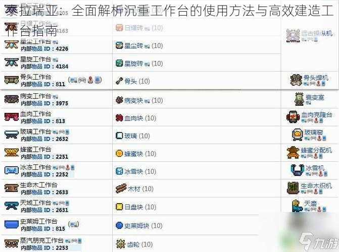 泰拉瑞亚：全面解析沉重工作台的使用方法与高效建造工作台指南
