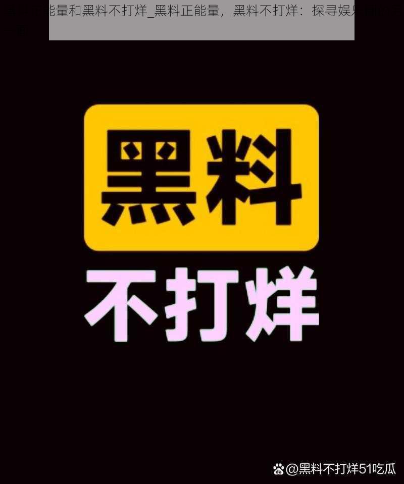 黑料正能量和黑料不打烊_黑料正能量，黑料不打烊：探寻娱乐圈的另一面