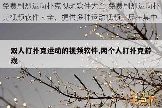 免费剧烈运动扑克视频软件大全;免费剧烈运动扑克视频软件大全，提供多种运动视频，尽在其中