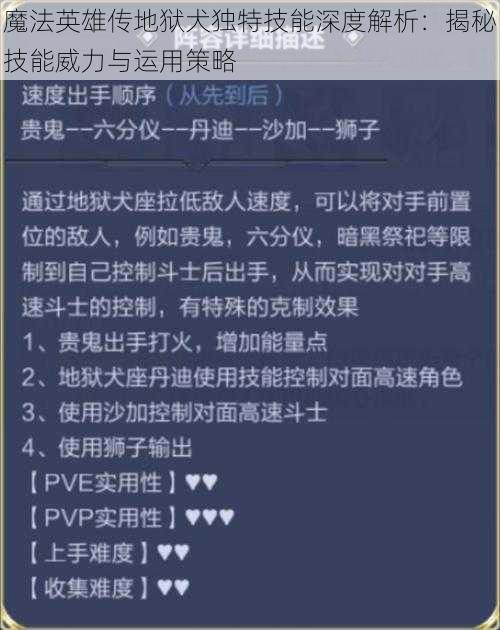 魔法英雄传地狱犬独特技能深度解析：揭秘技能威力与运用策略