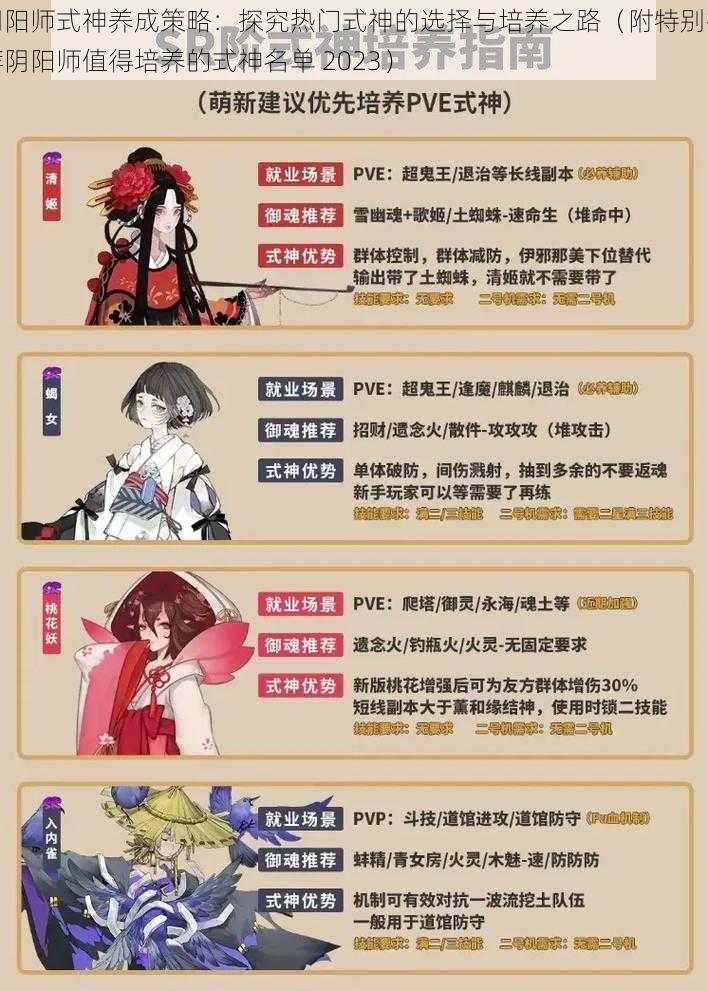 阴阳师式神养成策略：探究热门式神的选择与培养之路（附特别推荐阴阳师值得培养的式神名单 2023）